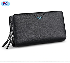 Bolso de mano con solapa de cuero genuino para hombre, cartera de mano con cremallera, de lujo, de piel de vaca - Product Image 5