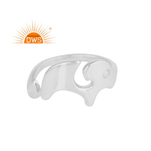 Artisan indien éléphant forme solide 925 bague en argent Sterling bague en argent uni bijoux en gros Collection classique - Product Image 1
