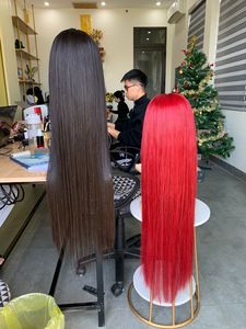 Vietnamese <b>Human</b> Hair Straight Machine Double Weft Single Weft Red Color <b>Wig</b> - Product Image 2