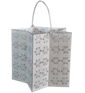 DECORATIVE METAL HUT-SHAPED DESIGN SET of 2 VOTIVE T-LIGHT <b>HOLDER</b> CHRISTMAS <b>TEALIGHT</b> <b>HOLDER</b> WHITE VOTIVE - Product Image 3