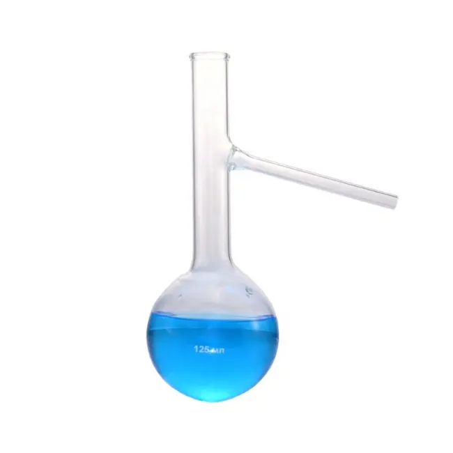 Flacon de Distillation en verre Borosilicate de haute qualité avec Tube latéral de diverses capacités 25 ml à 1000 ml pour une utilisation expérimental