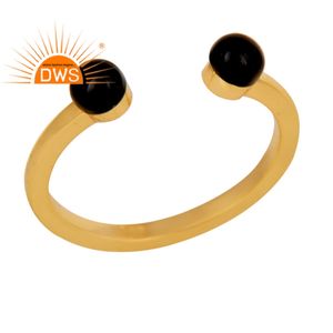 <b>Open</b> Band <b>Ring</b> Jewelry Manufacturer Amazing Black Onyx Gemstone <b>Ring</b> 14k Gold Plated 925 Silver Jewelry Wholesaler - Product Image 1