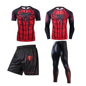 Wholesale Compression Pants Shirt Top Long Sleeve Jacket Set Suit Face Cover Gym Fitness Sets 5Pcs Men's Workout Clothes - Product Image 3