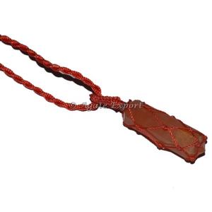 Colgante envuelto en alambre, cordón rojo, cornalina - Product Image 1