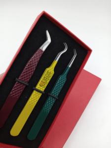 Vente en gros Meilleure variété de couleurs dans différents styles Pince à épiler en acier inoxydable avec revêtement en poudre pour extensions de cils Instruments de beauté - Product Image 4