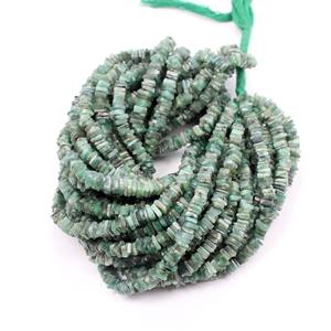 Perles d'émeraude naturelle de 4 mm, forme Heishi lisse, 16 pouces, qualité supérieure AAA - Product Image 3