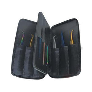 Funda negra con cremallera para extensiones de pestañas, pinza de tres caras, etiqueta privada, el mejor estuche de cremallera, embalaje para pinzas de pestañas - Product Image 4