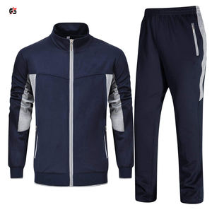 Survêtement de sport pour hommes, vêtements de Jogging actif, en tissu polaire Polyester, Design personnalisé, Logo imprimé OEM, ensemble avec fermeture éclair, 2020 - Product Image 3