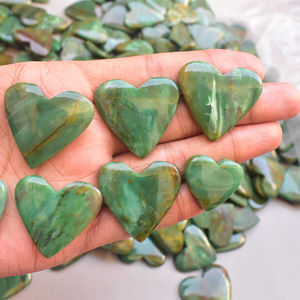 Corazón con frase verde, gema en forma de corazón, GEMA, cabujón, GEMA, jaspe verde, venta al por mayor - Product Image 2