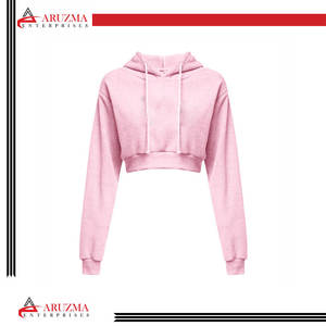 Top corto personalizado de algodón de alta calidad para mujer, sudaderas con capucha, Top corto liso, Top corto personalizado, Sudadera con capucha para mujer - Product Image 4
