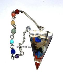 Collar de péndulo de cadena personalizado hecho a mano estilo Feng Shui con piedra preciosa de ágata exportador de piedras semipreciosas - Product Image 1