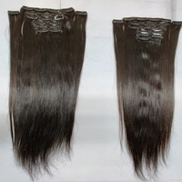 Extensions de cheveux indiens à clipser 100% cheveux humains vierges Remy 160g Noir naturel Mèche simple Double trame cousue à la machine