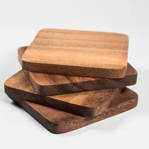 Platillos de madera de Acacia hechos a mano, posavasos de madera cuadrados, precio barato - Product Image 1