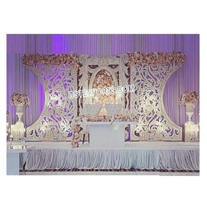 Modern Elegant Wedding Stage <b>Backdrop</b> with White <b>Frames</b> Stylish Fiber Decorative Top Wedding Stage <b>Backdrop</b> <b>Frames</b> New zealand - Product Image 1