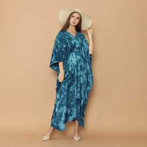 2022 été bohème femmes cravate teinture plage couverture caftan à la main à manches longues tenue décontracté avec motif tissé taille naturelle - Product Image 3