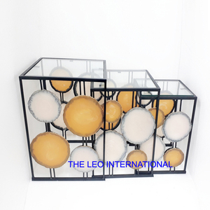 Mesa de centro de acero inoxidable Material de vidrio transparente Accesorios para muebles de sala de estar Alta calidad 25x25x20 pulgadas - Product Image 6