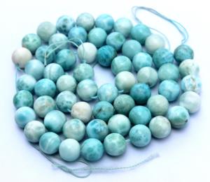 Larimar cuentas sueltas hebras 14 Mm redondo encerado/engrasado Natural Rudra gemas mar azul suave 1 Mm pulsera DIY 50 gramos 15,5'' - Product Image 2