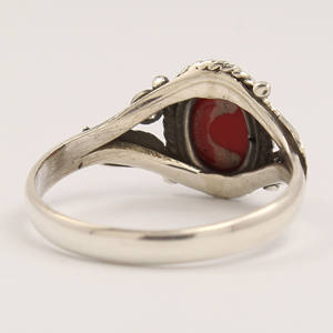 แหวนปะการังสังเคราะห์925ใบเงินสเตอร์ลิงทำด้วยมือแหวนทำด้วยมือเรารูปไข่6x8 - Product Image 3