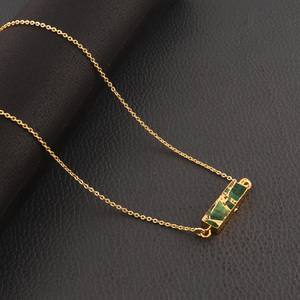 Cadena ajustable galvanizada en oro de 24k para mujer, joyería personalizable en forma de barra, verde, turquesa, cobre - Product Image 3
