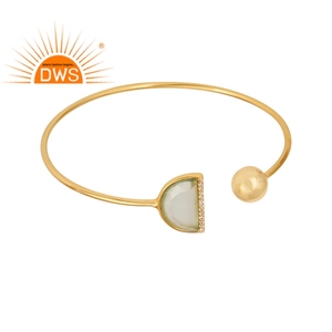 เครื่องประดับอัญมณีสีขาวและอควา,กำไลข้อมือเครื่องประดับอัญมณี14K ชุบทองสเตอร์ลิงกำไลข้อมือเครื่องประดับ - Product Image 1