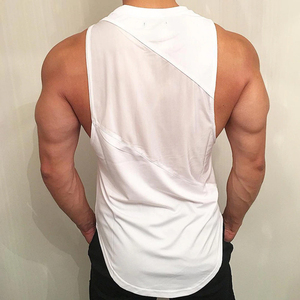 Fitness Mens Sportswear <b>Vests</b> Muscle Tank Tops Gym Workout Sleeveless Shirt Breathable Polyester V-neck Men Bodybuilding - Product Image 2