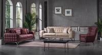 Ensemble de canapés Chesterfield en tissu moderne Yavuz, structure en bois massif, taille personnalisable, couleurs au choix, entrée, hôtel, salon, origine TR