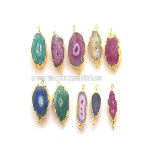 Conector de doble fianza para la fabricación de joyas, cuarzo Solar Natural electropalizado, estilo bohemio, piedra preciosa, Material de latón - Product Image 4