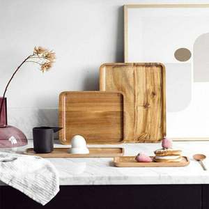 Plateau en bois, Plats en bois Plateau en bois naturel, Plateau de service en bois, - Product Image 2