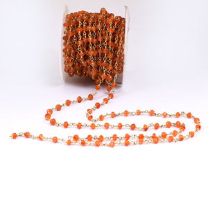 Cadena de cuentas de rosario de plata de ley 925 de piedras preciosas de cornalina con collar de moda chapado en oro para regalo de boda o fiestas. - Product Image 3