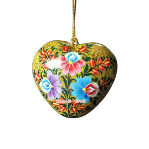 Corazón rojo de papel maché pintado a mano hecho a mano al por mayor decoraciones de Navidad adornos - Product Image 4