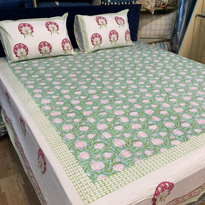 Jaikuri – draps de lit en tissu pardessus de lit en coton imprimé avec taies d'oreiller - Product Image 2