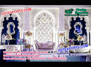 Designer Paisleys Wedding <b>Frame</b> Decoration Latest Wedding Paisleys <b>Backdrop</b> <b>Frames</b> Set White Finish FRP <b>Frame</b> Decoration - Product Image 4