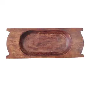 Gran oferta decorativa de nogal de madera estilo europeo zanjadora Rectangular multiusos de alta calidad hecho a mano tazón de masa portavelas - Product Image 1