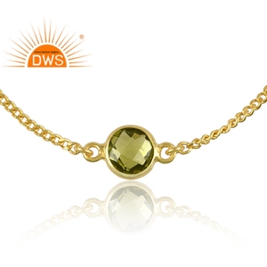 925 Sterling Silver Natural Peridot Gemstone <b>Set</b> Chain Bracelet for Women Jewelry for Women Gift for Her - Product Image 2