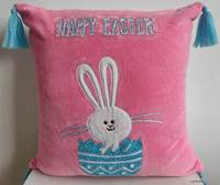 Taie d'oreiller mignonne en coton velours, 1 pièce, coussin de canapé, motif pierre lapin, dessin animé de pâques coloré