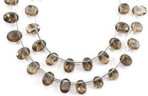 Gema de cuarzo ahumado Natural, piedra cortada de forma ovalada facetada para fabricación de joyas, collar de pulsera artesanal, 25 piezas - Product Image 2