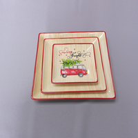 Service de table de Noël, assiette carrée en céramique, plat, logo personnalisé, marque, origine Chine