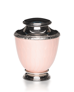 Elegante Urna de Cenizas de Latón Rosa y Plateada, Ataúd de Madera para Adultos con Acabado Metálico Impreso para Cenizas Humanas o de Mascotas, Artículos Funerarios de Calidad - Product Image 1