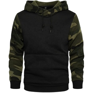 Sweat à capuche pull homme doux polaire contraste couleur camouflage imprimé manches sweat hiver sweats à capuche - Product Image 1