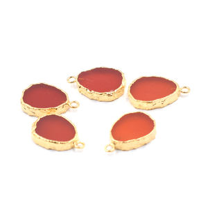 Red <b>Onyx</b> 20-22mm Pendant with Bail Pear Shape Gold Plated Brass Jewelry Findings Featuring Natural Stone and Metal - Product Image 4