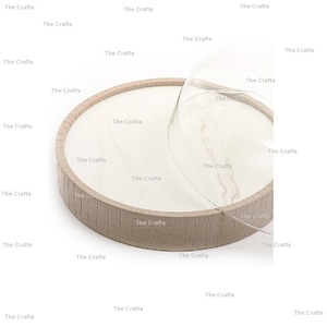 Fabulous Design Serving Tray With Glass <b>Cover</b> Wooden And Leather <b>Cake</b> Pastry Serving Tray For Wholesale - Product Image 3