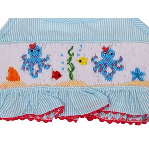 Traje de Baño de Lujo para Niña, 100% Algodón, Estampado de Pulpo, Estilo Casual, Fruncido - BB897 - Product Image 2