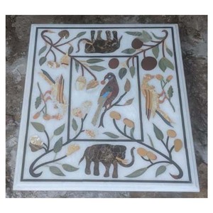 ที่สวยงามสีขาวหินอ่อนฝังตารางด้านบน - Product Image 1