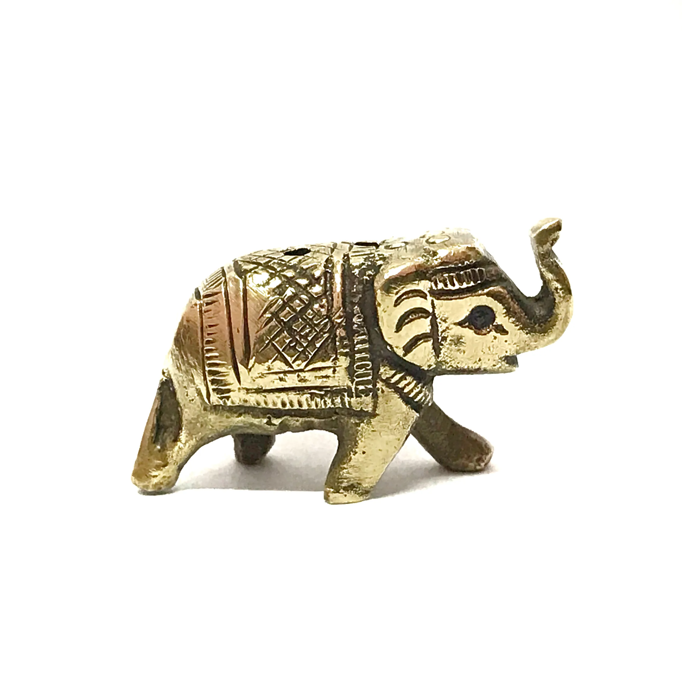 NIEN-soporte de varita de incienso hecho a mano, quemador de fresno de latón, hecho a mano en la India, elefante de la suerte, dorado, lujoso, sin plomo