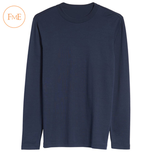 Camiseta deportiva de manga larga personalizada para hombre, camiseta transpirable de tela con cuello redondo, Camiseta deportiva con músculos para correr, talla grande, diseño en blanco - Product Image 5