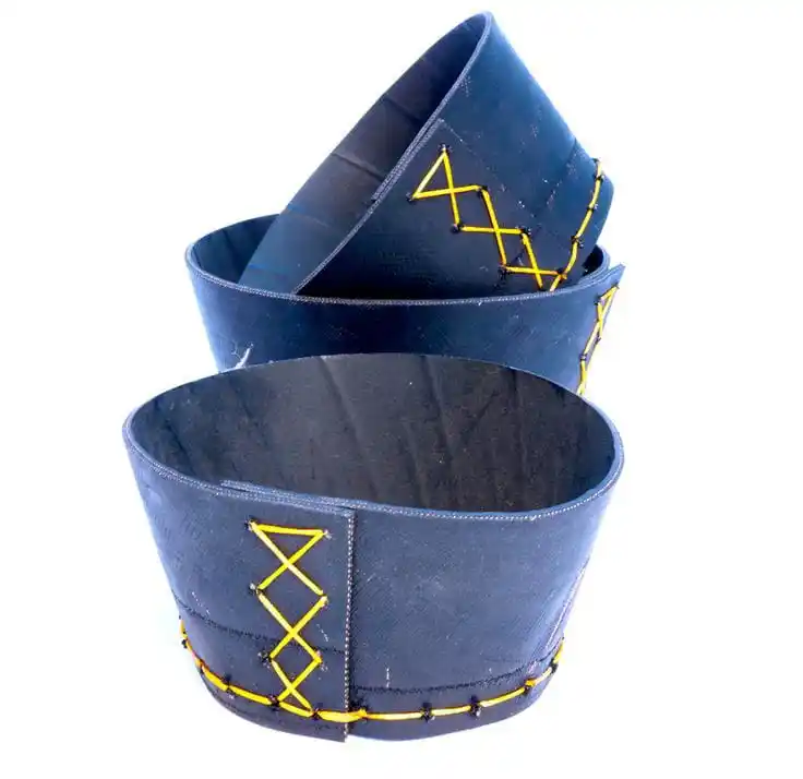 Planteur de pneus en caoutchouc bleu, lot de 3, pots de fleurs pour décor de jardin, artisanat pur, jardinière