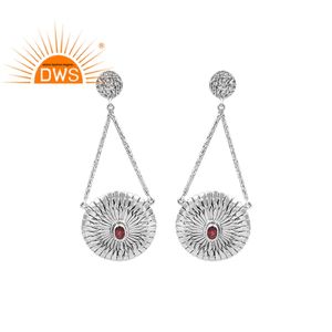 Conjunto de granate de forma redonda, proveedor de joyería de plata oxidada, pendientes largos Boohoo clásicos, venta al por mayor - Product Image 1