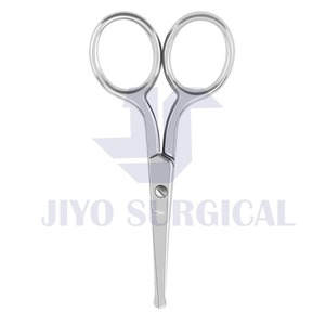 Hot Sale 4 Inch Stainless Steel Manual Eyebrow Scissor Rounded Nose Hair Safety Straight Blade Sharp Blunt Tips <b>Head</b> Beauty Tool - Product Image 3