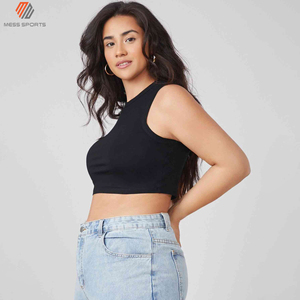 Top Corto sin Mangas para Mujer, Color Negro, Cuello Redondo, Estilo Casual, Ajuste Elástico, Color Sólido, para Todas las Temporadas - Product Image 4