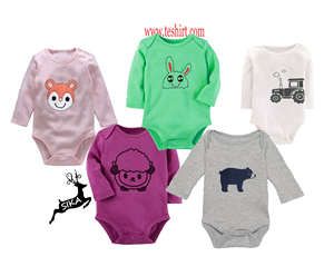 Gots-ropa de bebé con estampado personalizado, Pelele de bebé orgánico certificado OEM, venta al por mayor, ropa para bebé/Mono de algodón liso, india - Product Image 1